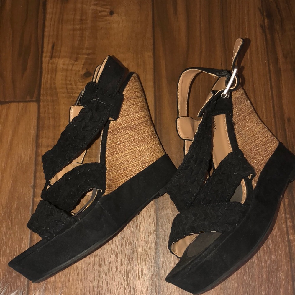 Call it spring black wedges